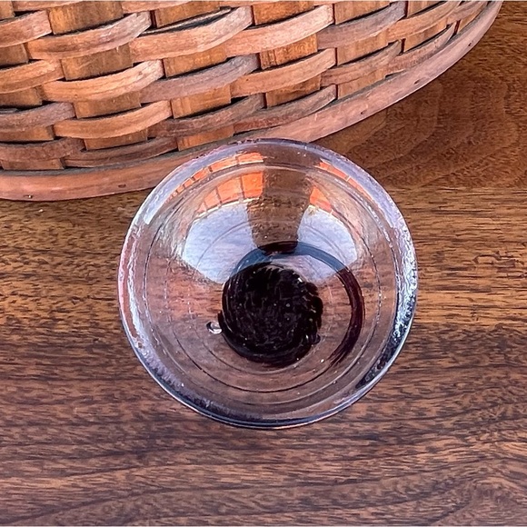 Purple Swirl Art Glass Bowl Handmade Artisan Made Textured - Picture 13 of 15